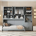 Twin Size Murphy Bed Wall Bed with Closet , Drawers & Desk