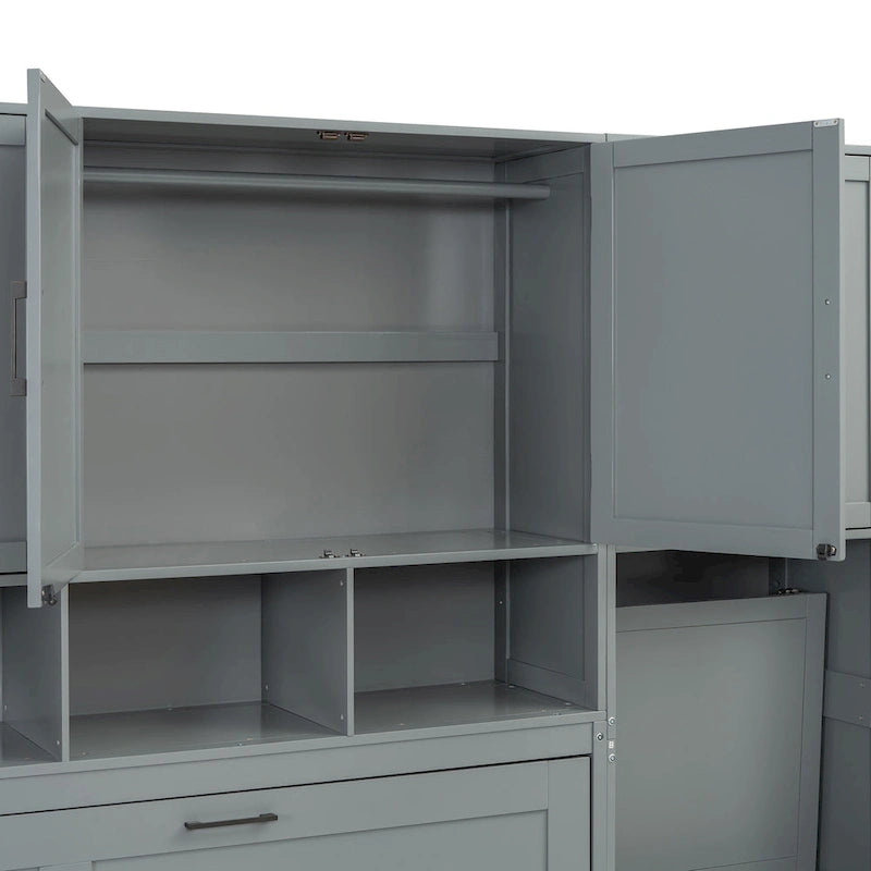 Twin Size Murphy Bed Wall Bed with Closet , Drawers & Desk