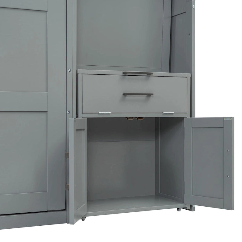 Twin Size Murphy Bed Wall Bed with Closet , Drawers & Desk