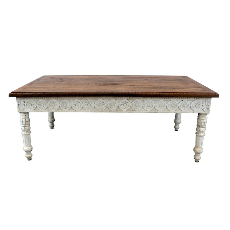 HomeRoots 48 Brown and Ivory Solid Wood Coffee Table - 48' X '18' X '30