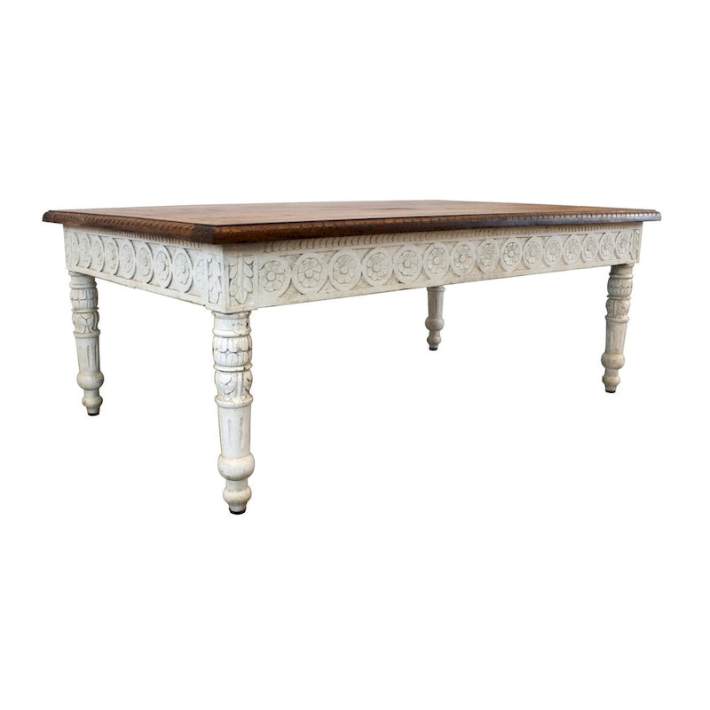 HomeRoots 48 Brown and Ivory Solid Wood Coffee Table - 48' X '18' X '30