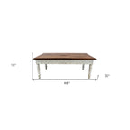 HomeRoots 48 Brown and Ivory Solid Wood Coffee Table - 48' X '18' X '30