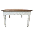 HomeRoots 48 Brown and Ivory Solid Wood Coffee Table - 48' X '18' X '30