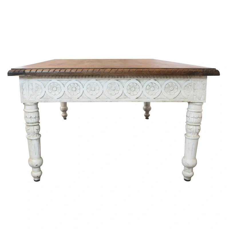 HomeRoots 48 Brown and Ivory Solid Wood Coffee Table - 48' X '18' X '30