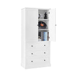 Freestanding Bathroom Storage Cabinet with Doors & 3 Large Drawers, Adjustable Shelves, Tall Linen Tower for Towels & Toiletries