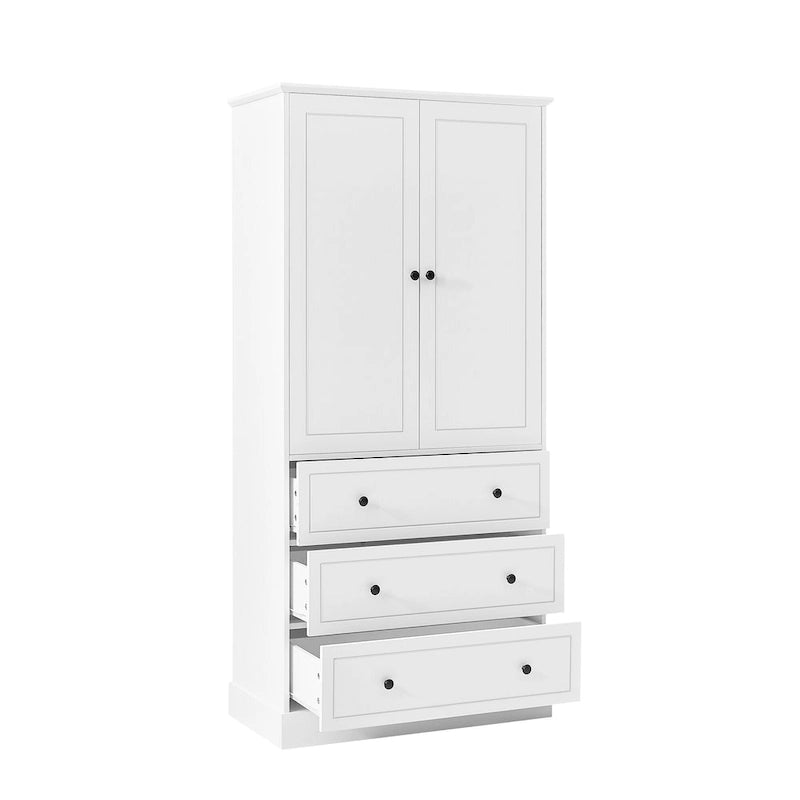 Freestanding Bathroom Storage Cabinet with Doors & 3 Large Drawers, Adjustable Shelves, Tall Linen Tower for Towels & Toiletries