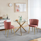 Velvet Dining Chairs with Gold Legs (Set of 2)