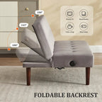 Mini Folding Futon Sofa Bed,45 Small Loveseat Couch with Adjustable Backrest & Charging Port, Modern Sleeper Recliner