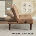 Mini Folding Futon Sofa Bed,45 Small Loveseat Couch with Adjustable Backrest & Charging Port, Modern Sleeper Recliner