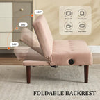 Mini Folding Futon Sofa Bed,45 Small Loveseat Couch with Adjustable Backrest & Charging Port, Modern Sleeper Recliner