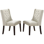 Modern Set of 2 Dining Chairs with Leather Tufted Backrest, Foam-Padded Seat, Solid Wood Legs for Dining Room Living Room