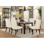 Modern Set of 2 Dining Chairs with Leather Tufted Backrest, Foam-Padded Seat, Solid Wood Legs for Dining Room Living Room