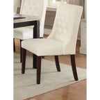 Modern Set of 2 Dining Chairs with Leather Tufted Backrest, Foam-Padded Seat, Solid Wood Legs for Dining Room Living Room
