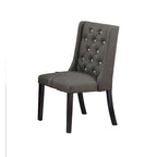 Modern Set of 2 Dining Chairs with Leather Tufted Backrest, Foam-Padded Seat, Solid Wood Legs for Dining Room Living Room