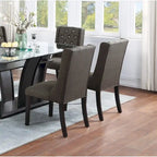 Modern Set of 2 Dining Chairs with Leather Tufted Backrest, Foam-Padded Seat, Solid Wood Legs for Dining Room Living Room