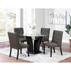 Modern Set of 2 Dining Chairs with Leather Tufted Backrest, Foam-Padded Seat, Solid Wood Legs for Dining Room Living Room