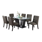 Modern Set of 2 Dining Chairs with Leather Tufted Backrest, Foam-Padded Seat, Solid Wood Legs for Dining Room Living Room