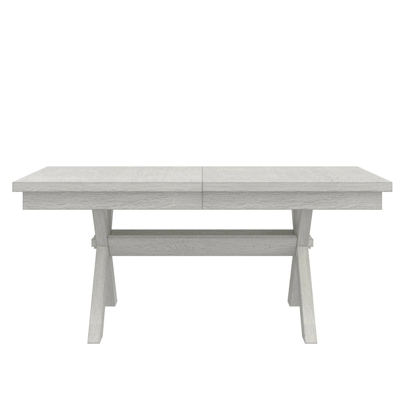 VECELO Dining Table Set with Bench, Solid Wood Rectangular Extendable Dining Table & 4 Solid Wood Dining Chairs