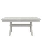 VECELO Dining Table Set with Bench, Solid Wood Rectangular Extendable Dining Table & 4 Solid Wood Dining Chairs