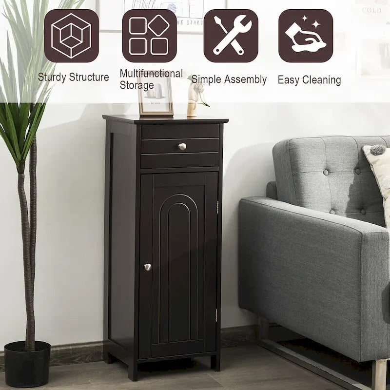 Costway Bathroom Floor Cabinet Storage Organizer Free-Standing with