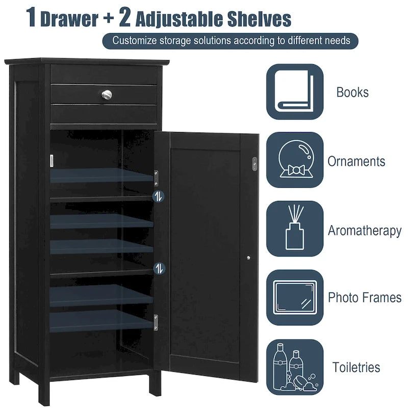 Costway Bathroom Floor Cabinet Storage Organizer Free-Standing with