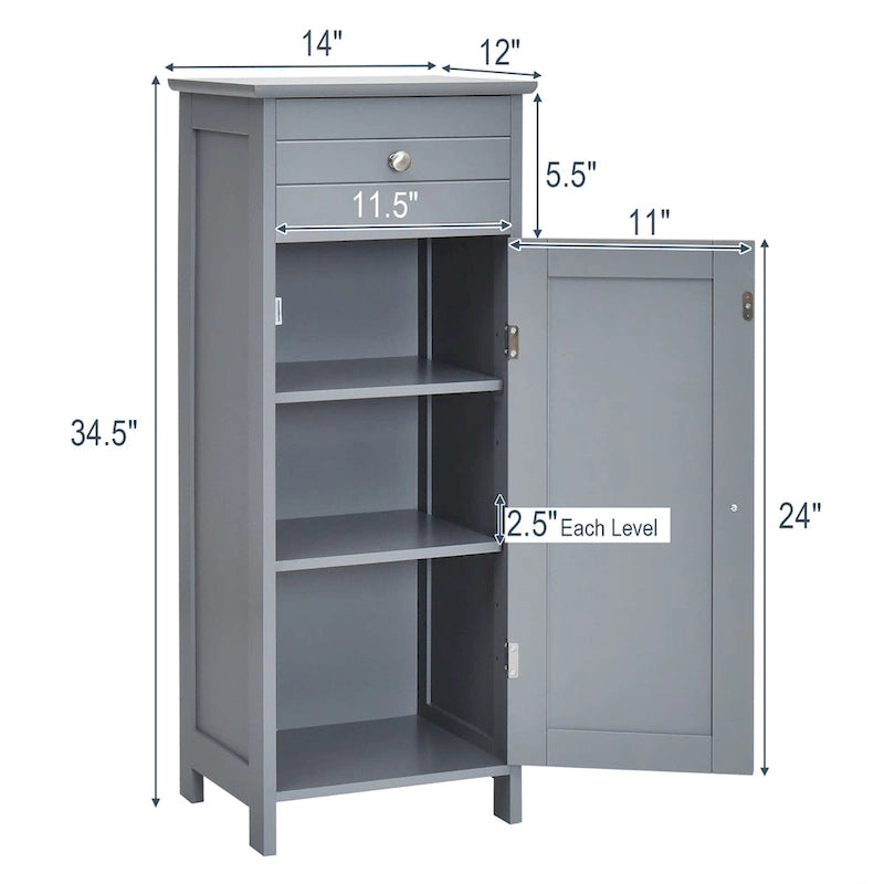 Costway Bathroom Floor Cabinet Storage Organizer Free-Standing with