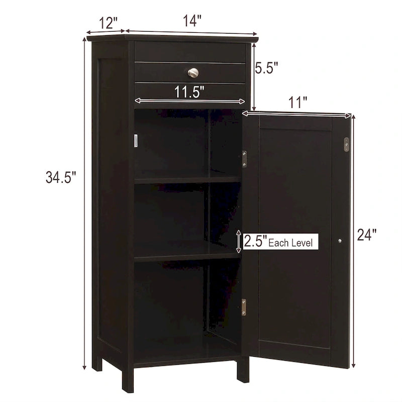 Costway Bathroom Floor Cabinet Storage Organizer Free-Standing with
