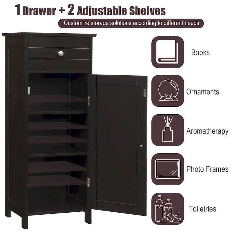 Costway Bathroom Floor Cabinet Storage Organizer Free-Standing with