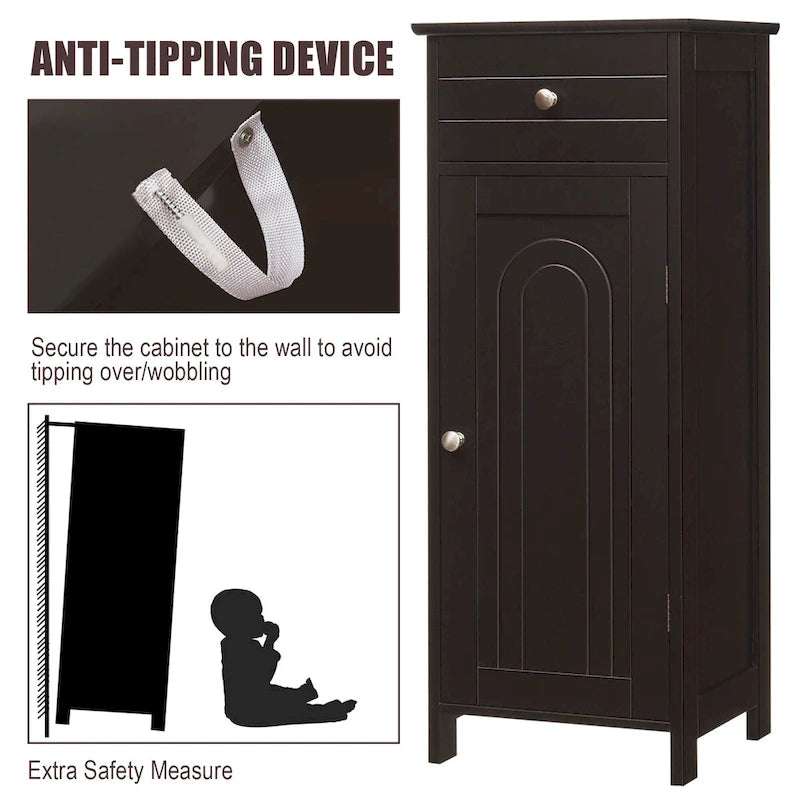 Costway Bathroom Floor Cabinet Storage Organizer Free-Standing with