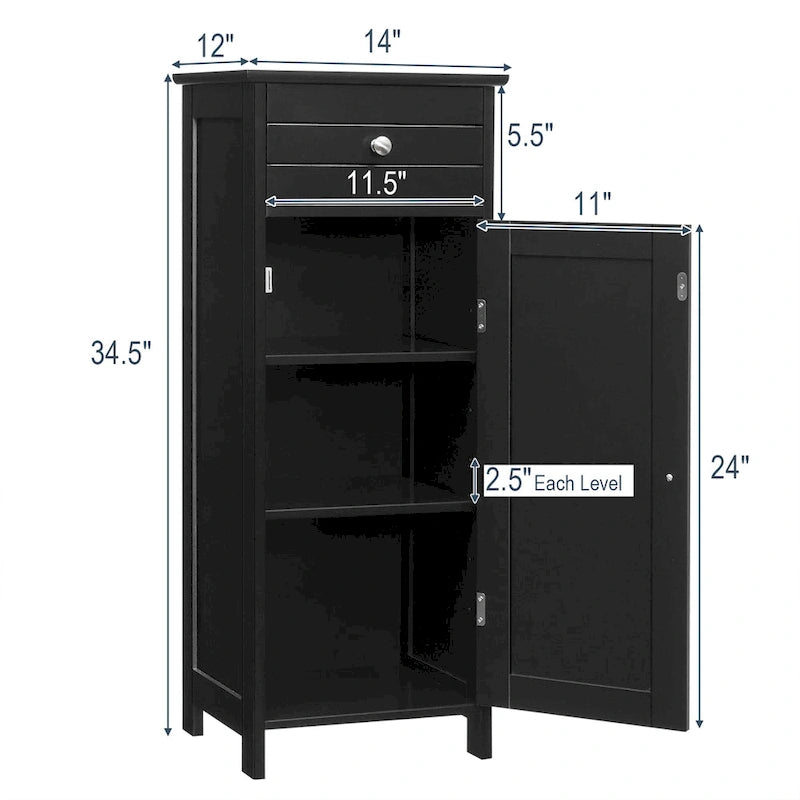 Costway Bathroom Floor Cabinet Storage Organizer Free-Standing with