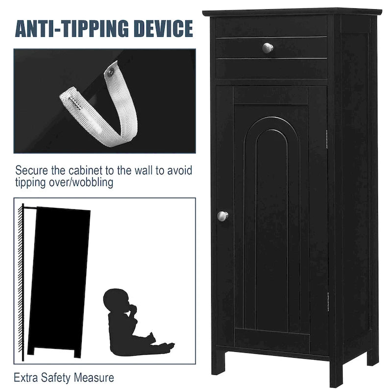 Costway Bathroom Floor Cabinet Storage Organizer Free-Standing with