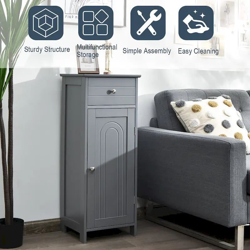 Costway Bathroom Floor Cabinet Storage Organizer Free-Standing with