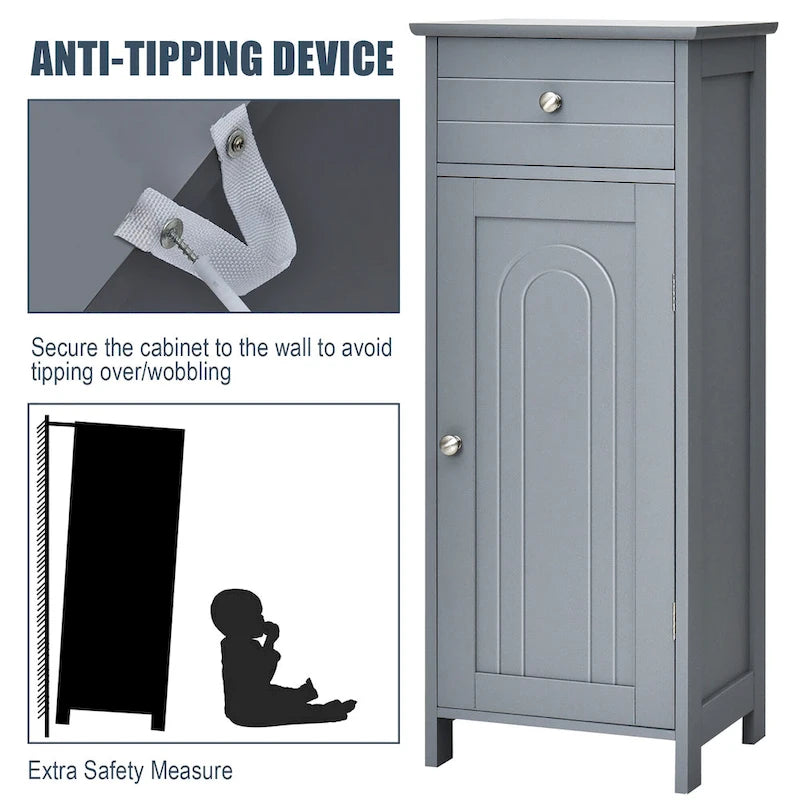 Costway Bathroom Floor Cabinet Storage Organizer Free-Standing with