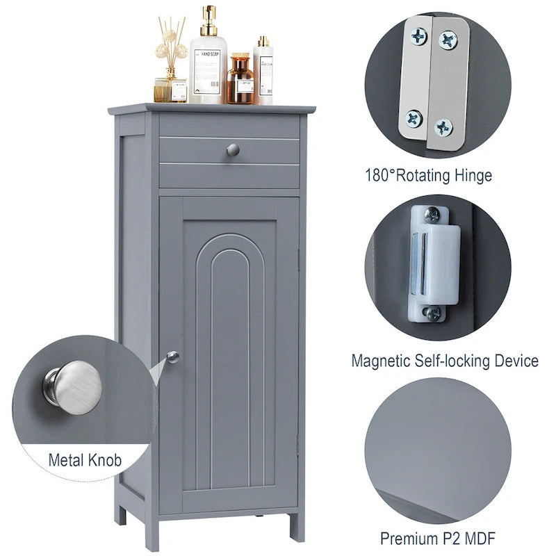 Costway Bathroom Floor Cabinet Storage Organizer Free-Standing with