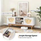 Costway TV Stand for 55-Inch TVs with 2 Drawers & Bamboo Woven Fronts - See Details