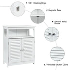 Costway Bathroom Storage Wood Floor Cabinet with Double Shutter Door