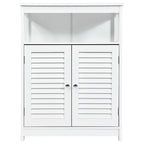 Costway Bathroom Storage Wood Floor Cabinet with Double Shutter Door