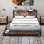 Costway Full/Queen Industrial Platform Bed Frame with Drawer Storage