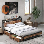 Costway Full/Queen Industrial Platform Bed Frame with Drawer Storage
