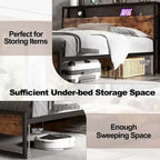 Costway Full/Queen Industrial Platform Bed Frame with Drawer Storage