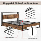 Costway Full/Queen Industrial Platform Bed Frame with Drawer Storage