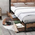 Costway Full/Queen Industrial Platform Bed Frame with Drawer Storage