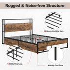 Costway Full/Queen Industrial Platform Bed Frame with Drawer Storage