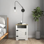 3-Pieces Bedroom Sets ,Bed Frame with Boucle Upholstered Thick Headboard, Solid Wooden Legs,Nightstands Set of 2 with Barn Door