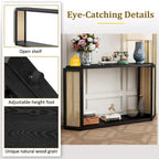 Model Narrow Entryway Table,Irregular Top with Rattan for Living Room