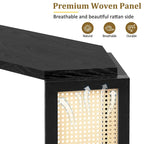 Model Narrow Entryway Table,Irregular Top with Rattan for Living Room