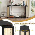 Model Narrow Entryway Table,Irregular Top with Rattan for Living Room