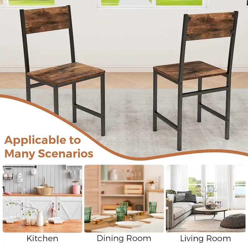 Gymax Set of 2 Dining Chairs w/Metal Legs Slanted Back Wide Seat for