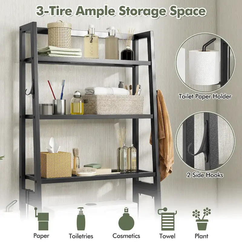 Gymax 3-Tier Over The Toilet Storage Shelf w/ Adjustable Adjustable