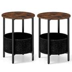 Costway 1/2 PCS Round End Table with Felt Storage Basket Sturdy Metal